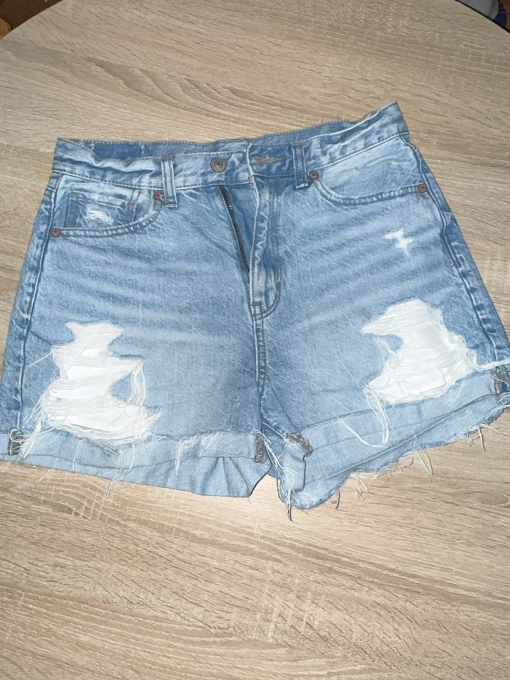 American Eagle Outfitters Light Blue Distressed Denim Shorts